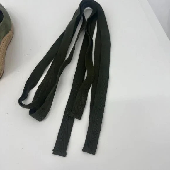 Tory Burch Heather Espadrille Ankle Wrap Wedge Leccio Green Suede - Picture 9 of 12